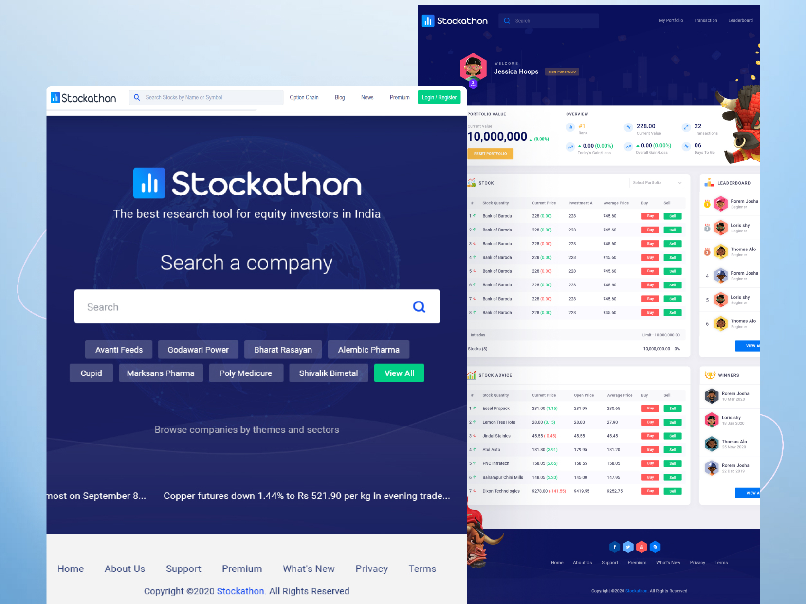 Stockathon website mockup