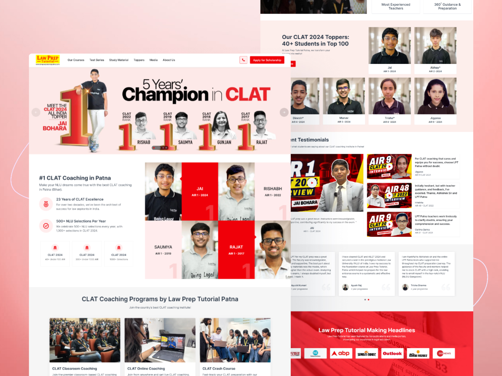 Law Prep Tutorial Patna website mockup