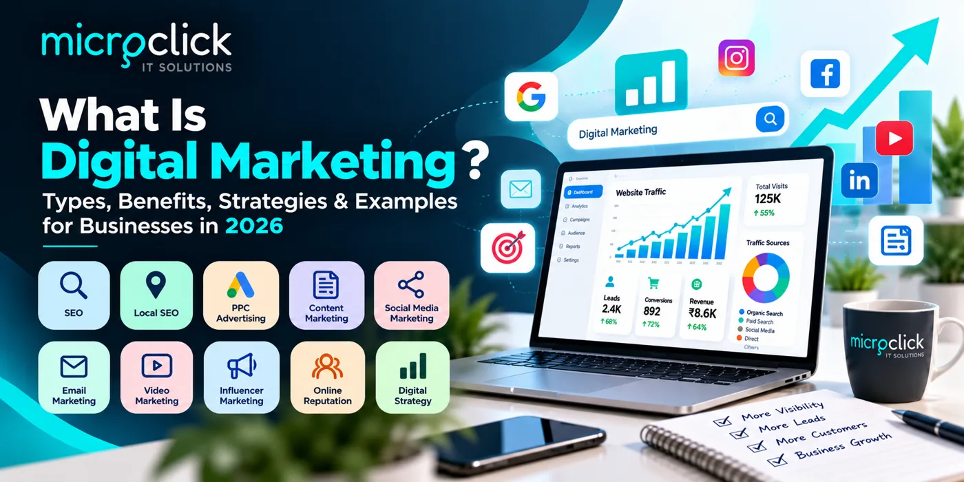 What is digital marketing — types, benefits, strategies and examples for businesses in 2026, MicroClick IT Solutions