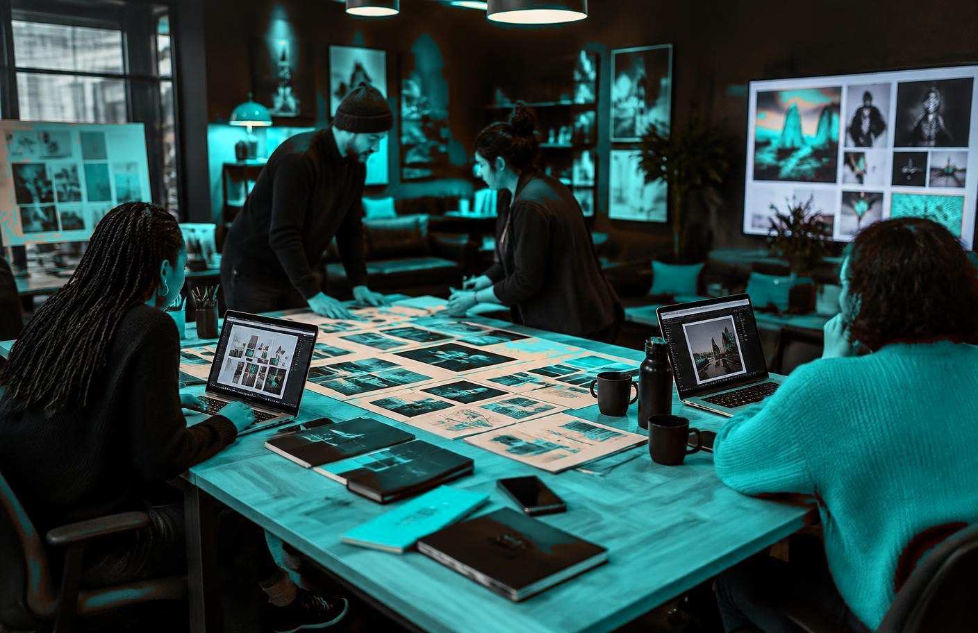 Creative team collaborating in a studio